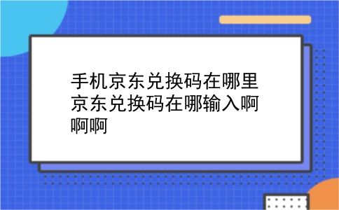 手机京东兑换码在哪里 京东兑换码在哪输入啊啊啊？插图