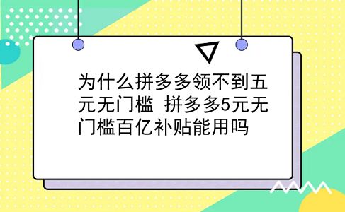 为什么拼多多领不到五元无门槛?拼多多5元无门槛百亿补贴能用吗?插图