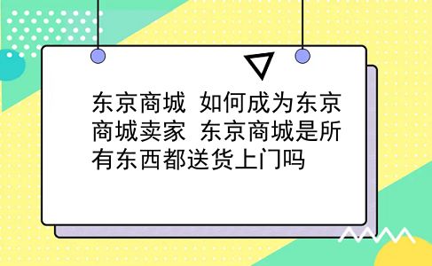 东京商城 如何成为东京商城卖家？东京商城是所有东西都送货上门吗？插图