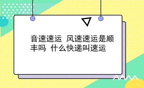 音速速运 风速速运是顺丰吗？什么快递叫速运？插图