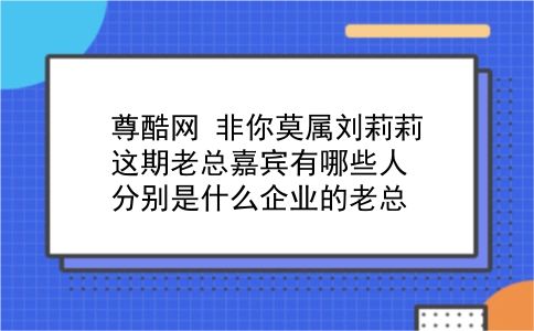 尊酷网 非你莫属刘莉莉这期老总嘉宾有哪些人？分别是什么企业的老总？插图