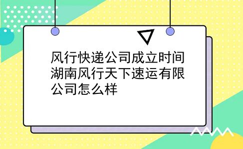 风行快递公司成立时间?湖南风行天下速运有限公司怎么样?插图