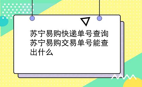 苏宁易购快递单号查询 苏宁易购交易单号能查出什么？插图