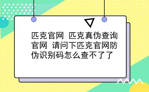 匹克官网 匹克真伪查询官网？请问下匹克官网防伪识别码怎么查不了了？插图