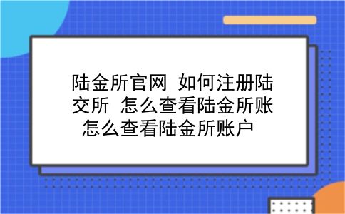 陆金所官网 如何注册陆交所？怎么查看陆金所账？怎么查看陆金所账户？插图