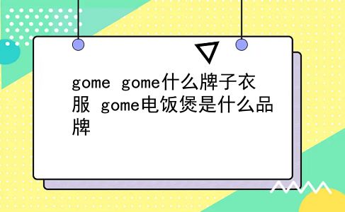 gome gome什么牌子衣服？gome电饭煲是什么品牌？插图