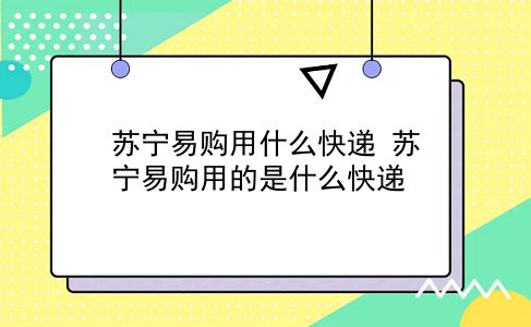 苏宁易购用什么快递 苏宁易购用的是什么快递？插图