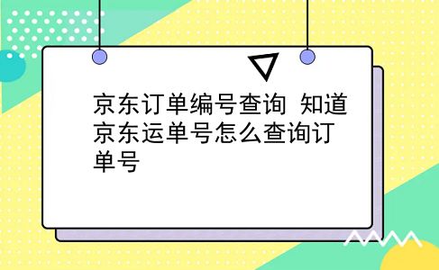 京东订单编号查询 知道京东运单号怎么查询订单号？插图