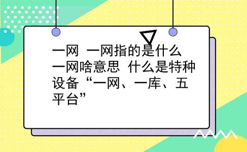 一网 一网指的是什么？一网啥意思？什么是特种设备“一网、一库、五平台”？插图