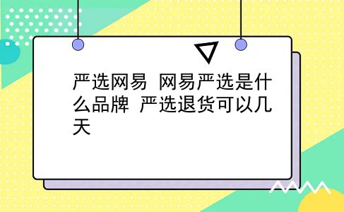 严选网易 网易严选是什么品牌？严选退货可以几天？插图