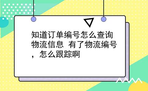 知道订单编号怎么查询物流信息 有了物流编号，怎么跟踪啊？插图