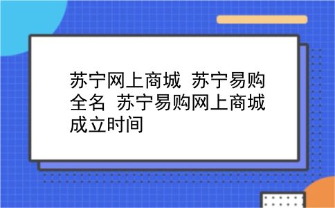 苏宁网上商城 苏宁易购全名？苏宁易购网上商城成立时间？插图