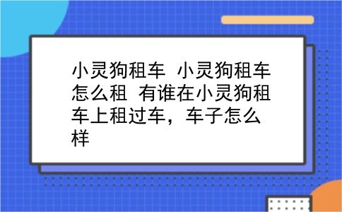 小灵狗租车 小灵狗租车怎么租？有谁在小灵狗租车上租过车，车子怎么样？插图