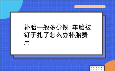 补胎一般多少钱 车胎被钉子扎了怎么办补胎费用？插图