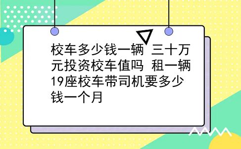 校车多少钱一辆 三十万元投资校车值吗？租一辆19座校车带司机要多少钱一个月？插图