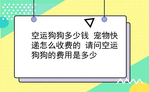 空运狗狗多少钱 宠物快递怎么收费的？请问空运狗狗的费用是多少？插图