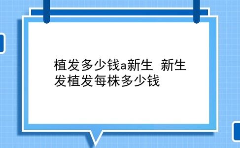 植发多少钱a新生 新生发植发每株多少钱？插图