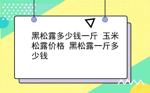 黑松露多少钱一斤 玉米松露价格？黑松露一斤多少钱？插图