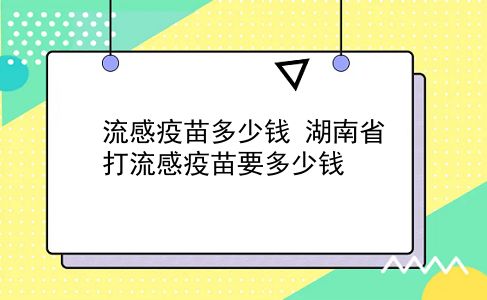 流感疫苗多少钱 湖南省打流感疫苗要多少钱？插图