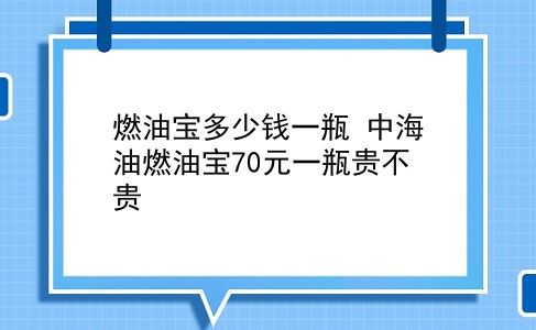 燃油宝多少钱一瓶 中海油燃油宝70元一瓶贵不贵？插图