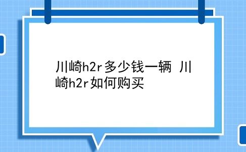 川崎h2r多少钱一辆 川崎h2r如何购买？插图