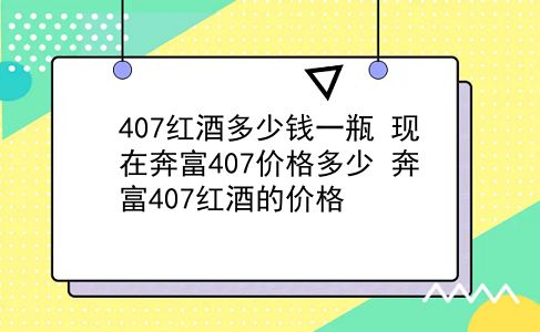 407红酒多少钱一瓶 现在奔富407价格多少？奔富407红酒的价格？插图