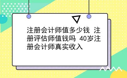 注册会计师值多少钱 注册评估师值钱吗？40岁注册会计师真实收入？插图