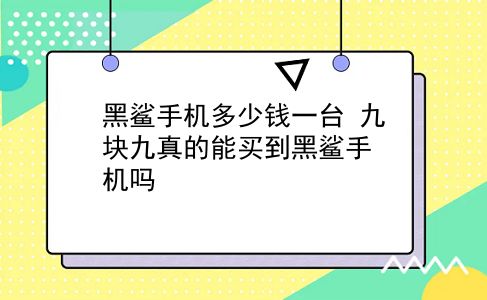 黑鲨手机多少钱一台 九块九真的能买到黑鲨手机吗？插图