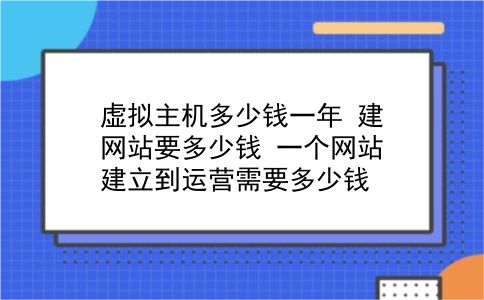 虚拟主机多少钱一年 建网站要多少钱？一个网站建立到运营需要多少钱？插图