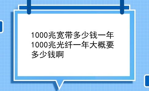 1000兆宽带多少钱一年 1000兆光纤一年大概要多少钱啊？插图