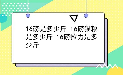 16磅是多少斤 16磅猫粮是多少斤？16磅拉力是多少斤？插图