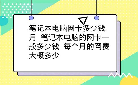 笔记本电脑网卡多少钱月 笔记本电脑的网卡一般多少钱？每个月的网费大概多少？插图