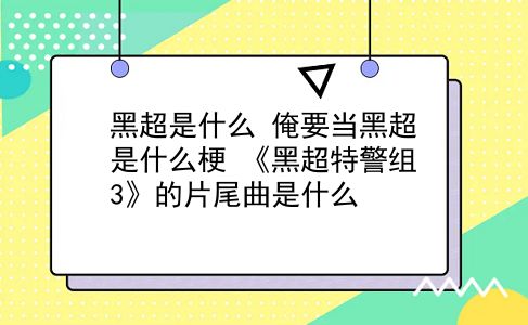 黑超是什么 俺要当黑超是什么梗？《黑超特警组3》的片尾曲是什么？插图