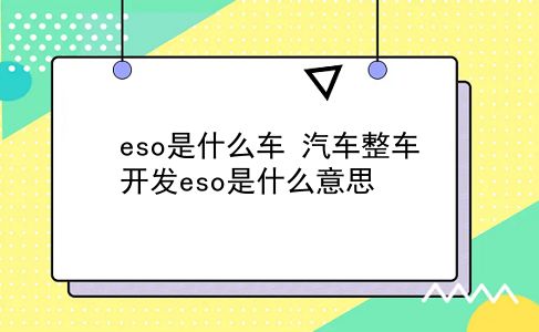 eso是什么车 汽车整车开发eso是什么意思？插图