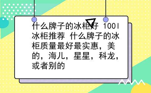 什么牌子的冰柜好 100l冰柜推荐？什么牌子的冰柜质量较好最实惠，美的，海儿，星星，科龙，或者别的？插图