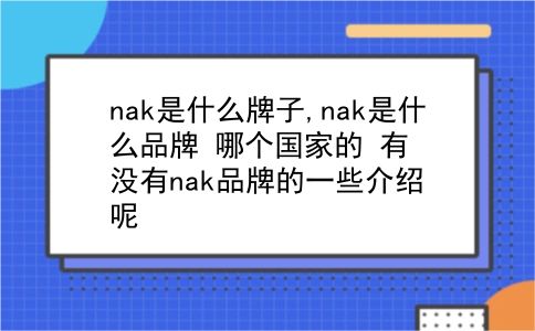 nak是什么牌子,nak是什么品牌?哪个的?有没有nak品牌的一些介绍呢?插图