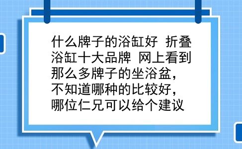 什么牌子的浴缸好 折叠浴缸十大品牌？网上看到那么多牌子的坐浴盆，不知道哪种的比较好，哪位仁兄可以给个建议？插图