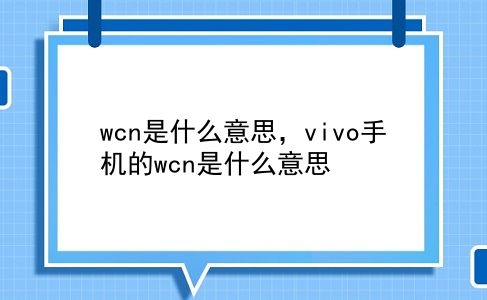 wcn是什么意思，vivo手机的wcn是什么意思？插图