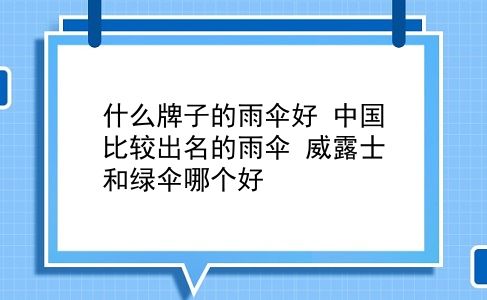 什么牌子的雨伞好 中国比较出名的雨伞？威露士和绿伞哪个好？插图