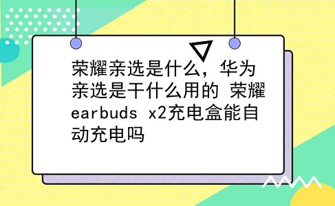 荣耀亲选是什么，华为亲选是干什么用的？荣耀earbuds x2充电盒能自动充电吗？插图