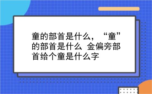 童的部首是什么，“童”的部首是什么？金偏旁部首给个童是什么字？插图