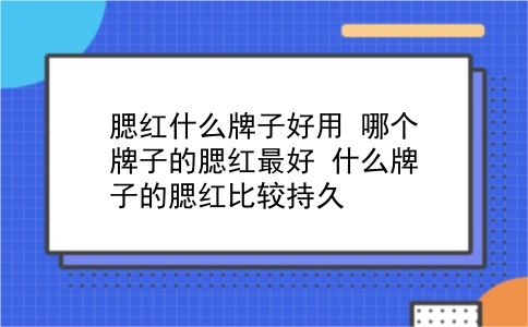 腮红什么牌子好用 哪个牌子的腮红较好？什么牌子的腮红比较持久？插图