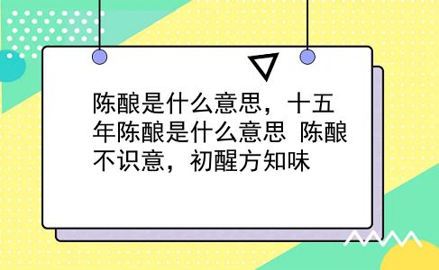 陈酿是什么意思，十五年陈酿是什么意思？陈酿不识意，初醒方知味？插图