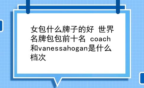 女包什么牌子的好 世界名牌包包前十名？coach和vanessahogan是什么档次？插图