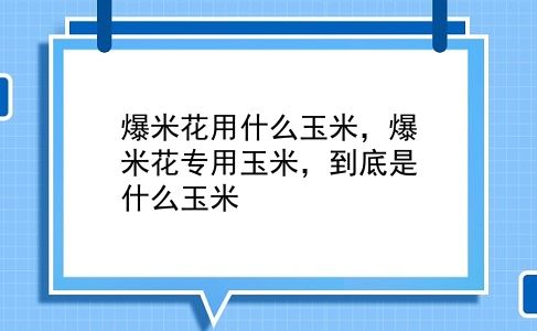 爆米花用什么玉米，爆米花专用玉米，到底是什么玉米？插图