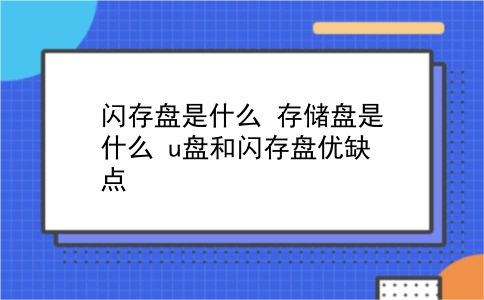 闪存盘是什么 存储盘是什么？u盘和闪存盘优缺点？插图