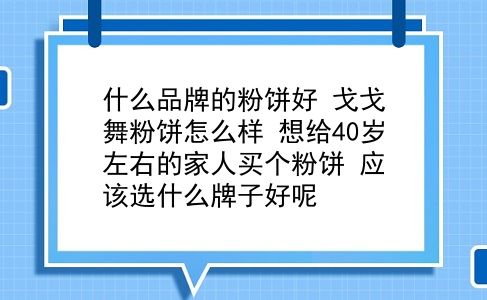 什么品牌的粉饼好 戈戈舞粉饼怎么样？想给40岁左右的家人买个粉饼？应该选什么牌子好呢？插图