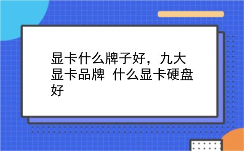 显卡什么牌子好，九大显卡品牌？什么显卡硬盘好？插图