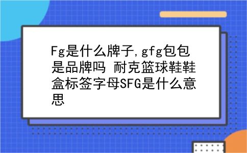 Fg是什么牌子,gfg包包是品牌吗?耐克篮球鞋鞋盒标签字母SFG是什么意思?插图