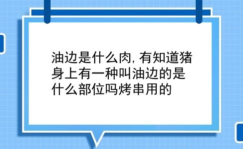 油边是什么肉,有知道猪身上有一种叫油边的是什么部位吗烤串用的?插图